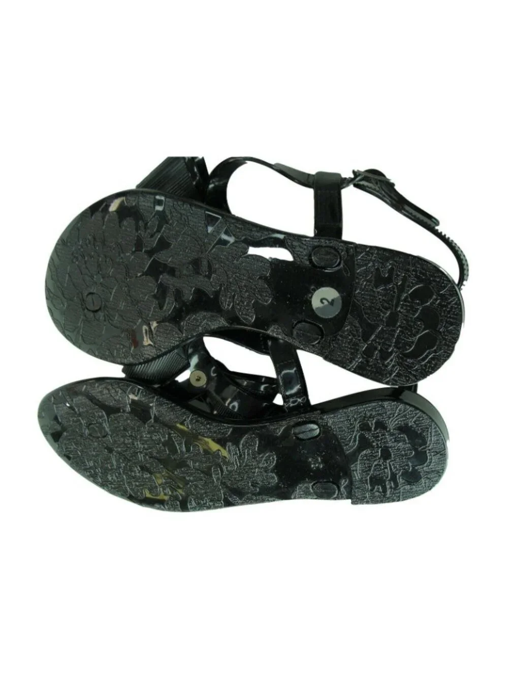Glitzy Glam Womens Black Bow Jelly Sandals